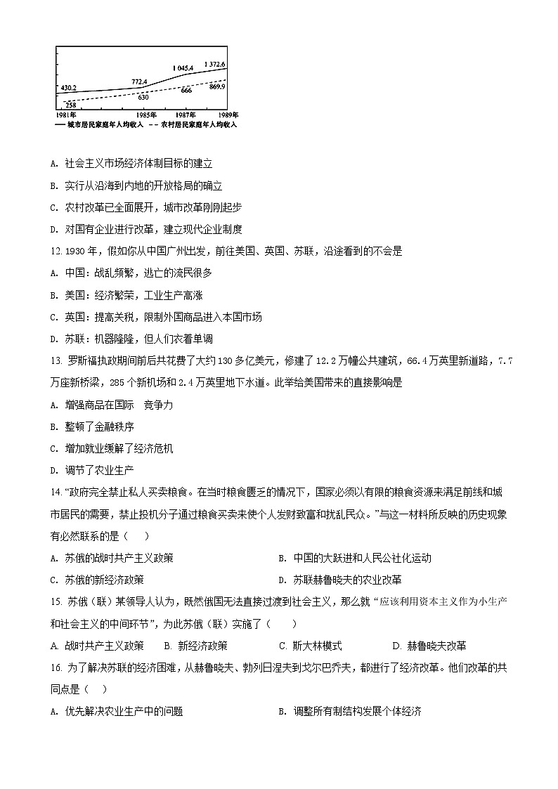 2022银川二中高一下学期期中考试历史试题含解析03