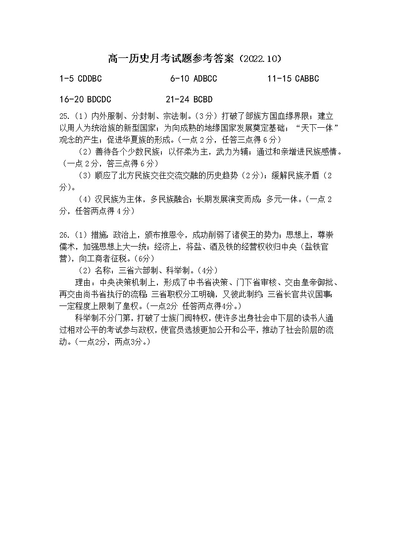 2023太原五中高一上学期10月月考试题历史PDF版含答案（可编辑）01