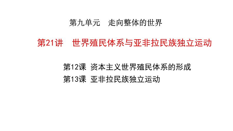 2023届高三统编版（2019）历史一轮复习第21讲 世界殖民体系与亚非拉民族独立运动课件01