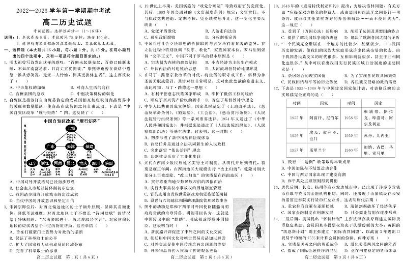 高二历史试题第1页