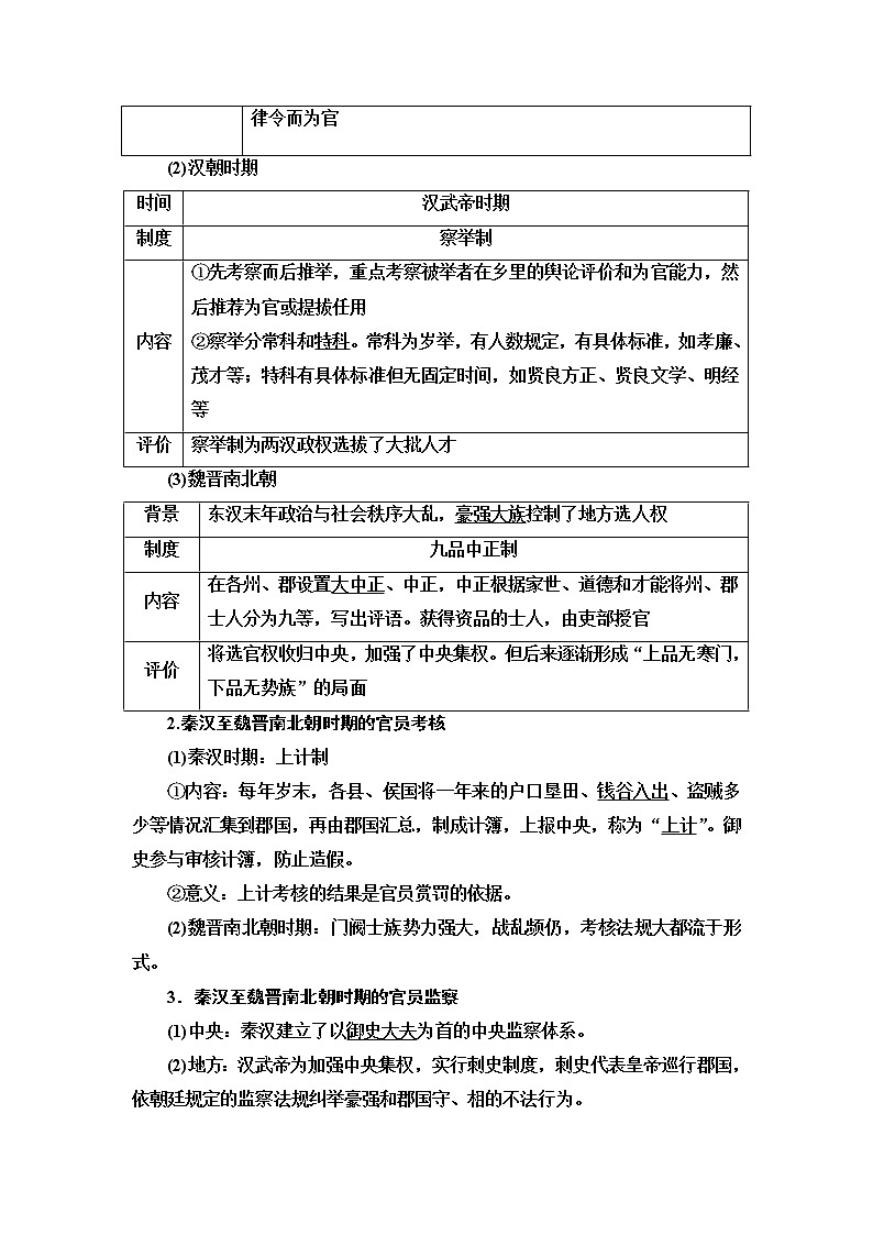 统编版高中历史选择性必修1第2单元第5课中国古代官员的选拔与管理课件+学案+练习含答案02