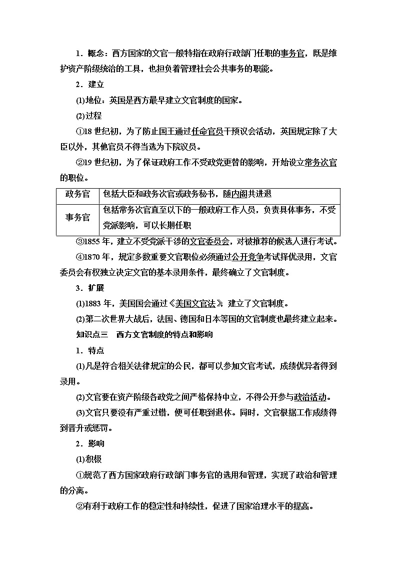 统编版高中历史选择性必修1第2单元第6课西方的文官制度课件+学案+练习含答案02