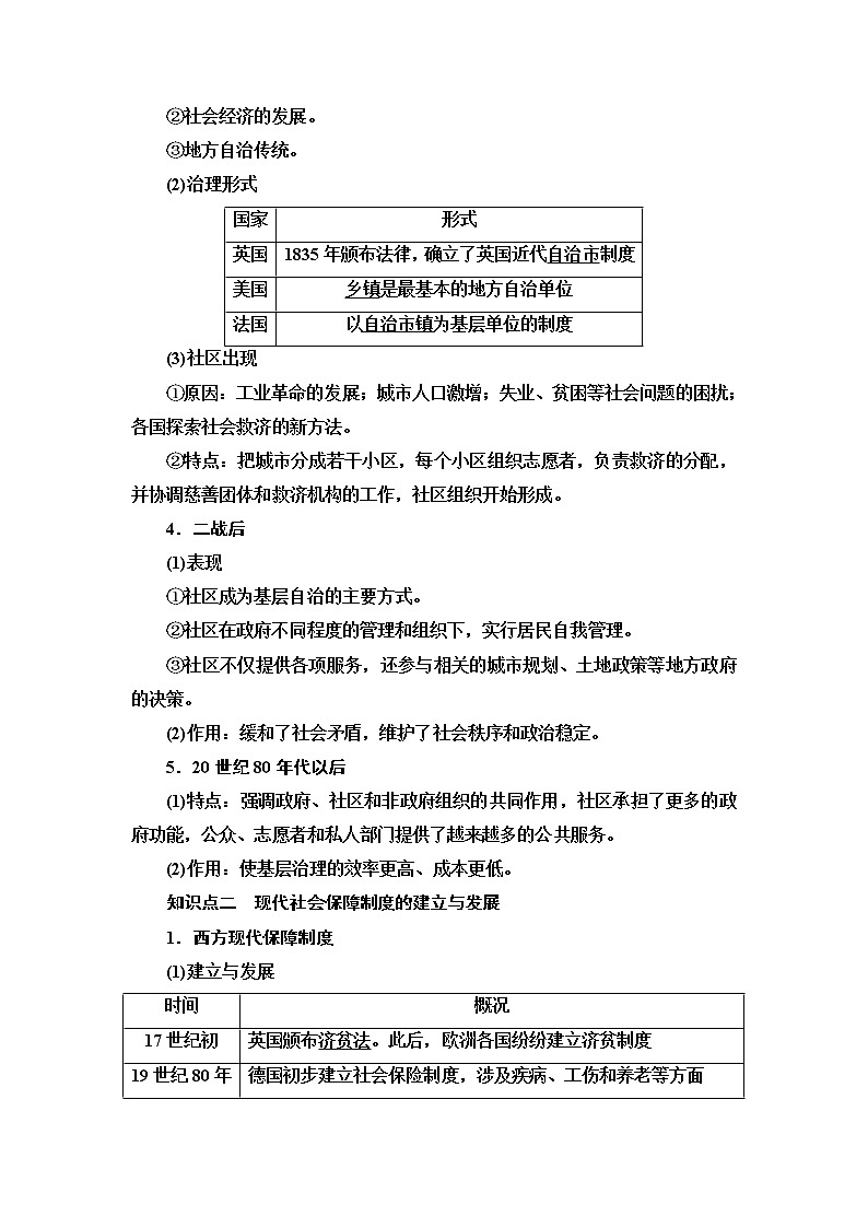 统编版高中历史选择性必修1第6单元第18课世界主要国家的基层治理与社会保障课件+学案+练习含答案02