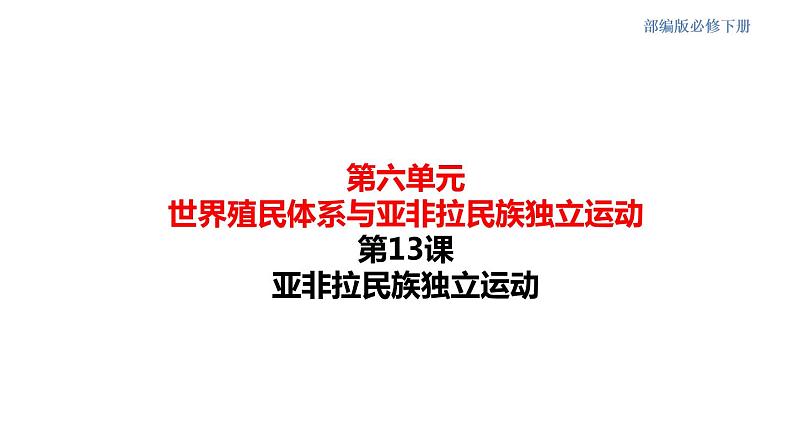 2021-2022学年高中历史统编版2019必修中外历史纲要下册第13课 亚非拉民族独立运动 课件第1页