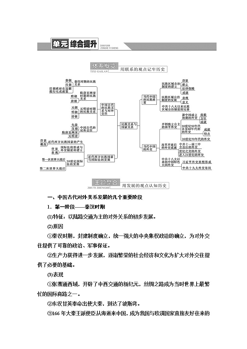统编版高中历史选择性必修1第4单元单元综合提升学案第1页