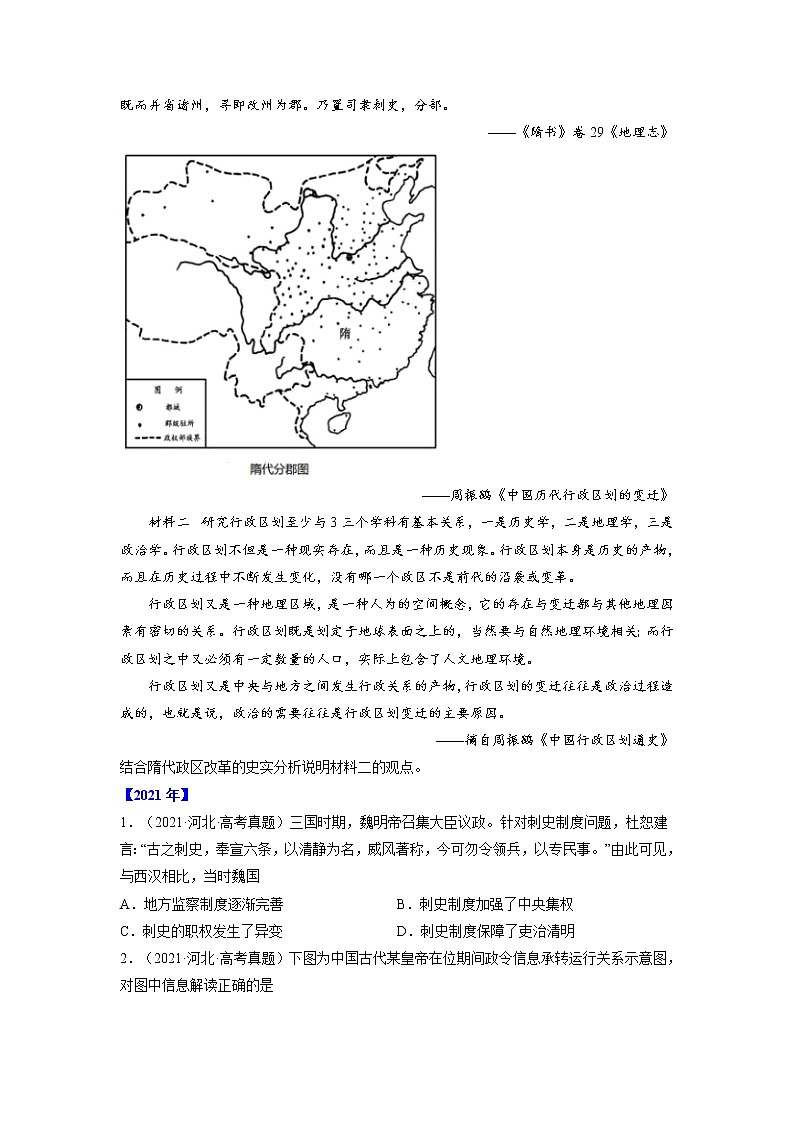【五年高考真题】最新五年历史高考真题分项汇编——专题01《古代中国的政治制度》（2023全国卷地区通用）02