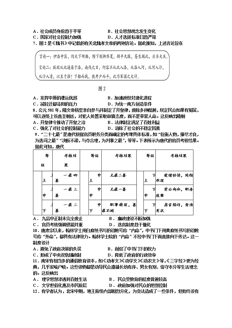 山东省滕州市一中2022-2023学年高二历史上学期10月月考试题（Word版附答案）第2页