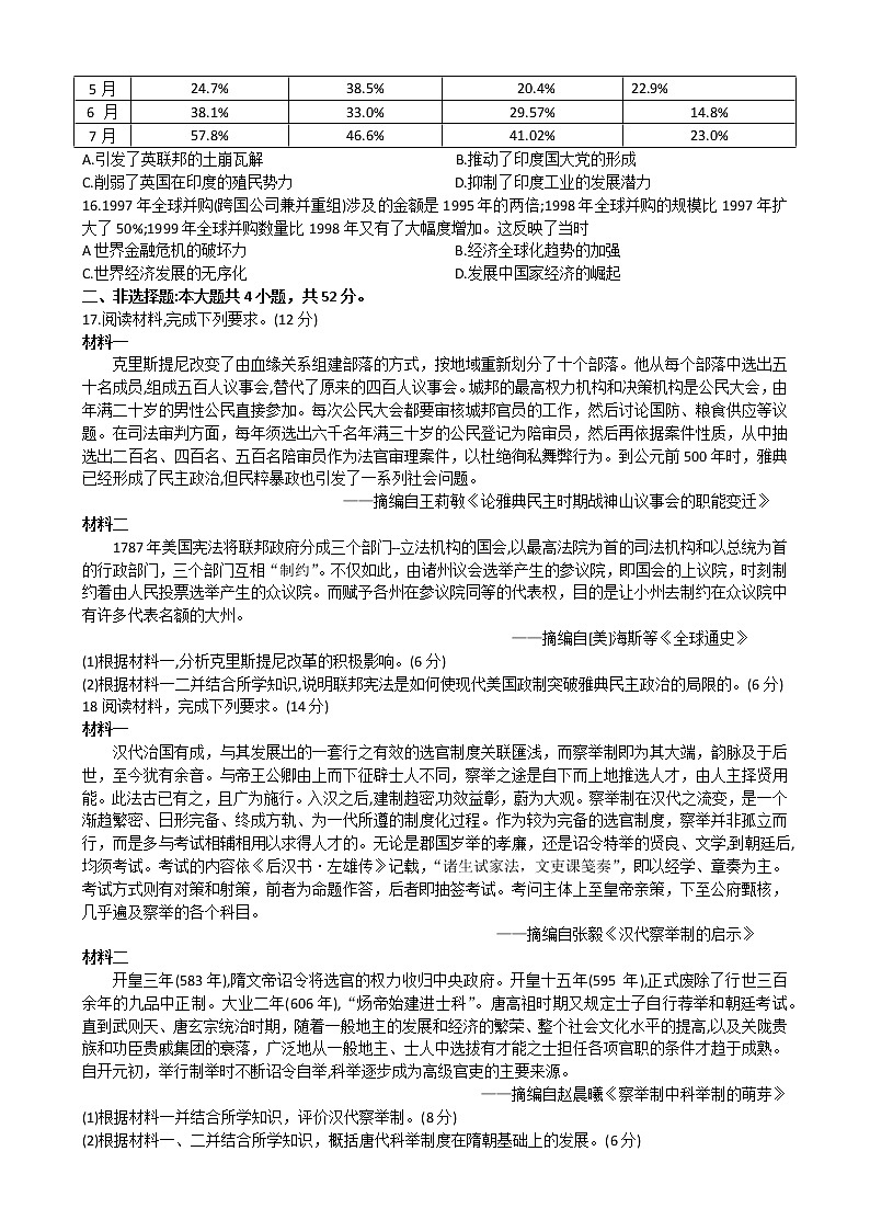 广东省江门市恩平黄冈实验中学2022-2023学年高二上学期期中考试历史试卷第3页