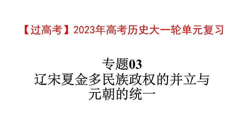 【高考大一轮单元复习】高考历史单元复习课件与检测-专题03《辽宋夏金多民族政权的并立与元朝的统一》复习课件（全国通用）第1页