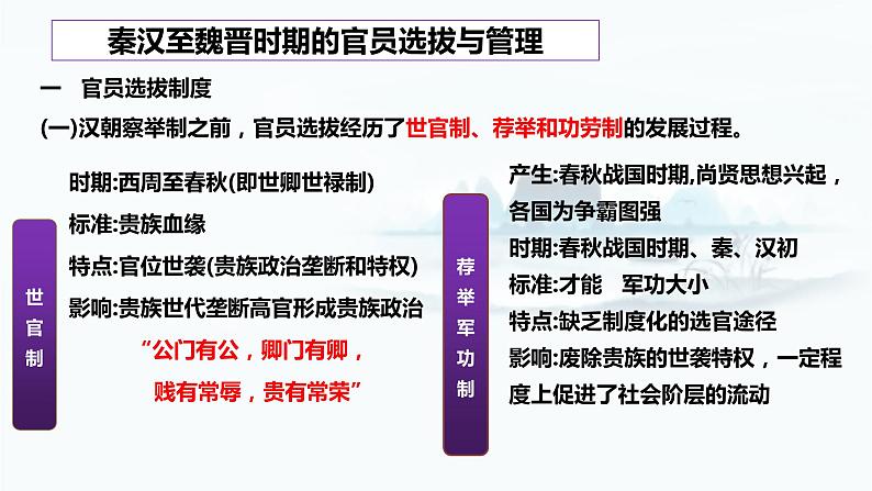 【高考一轮精细化复习】高考历史（选必1）复习课件——第5课 中国古代官员的选拔与管理第5页