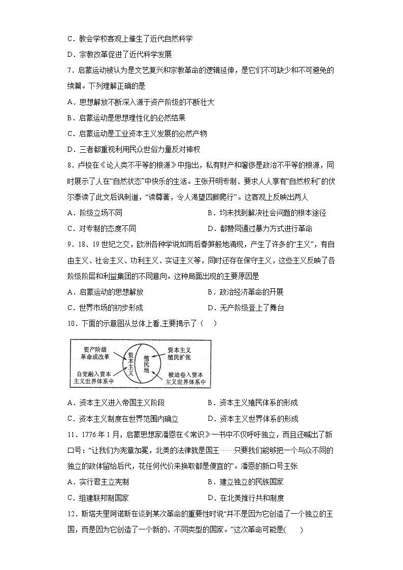 【高考专题复习】高考历史专题复习-专题17《资本主义制度的确立》典例卷（原卷版）第2页