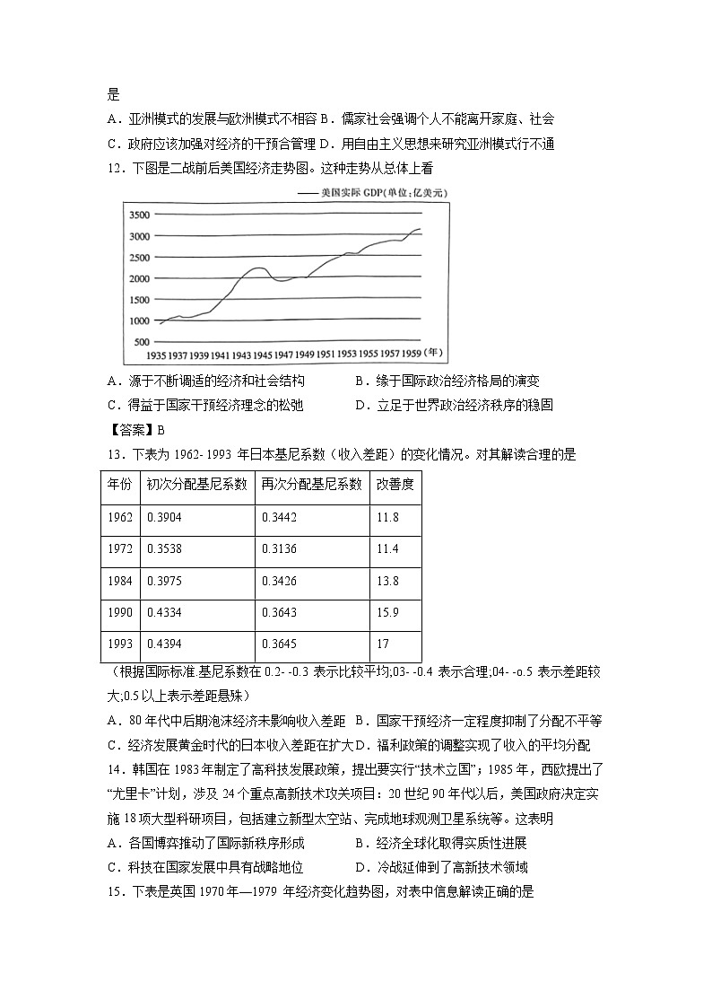 【高考专题复习】高考历史专题复习-专题19《20世纪下半叶世界的新变化》典例卷（含解析）（新教材新高考）03