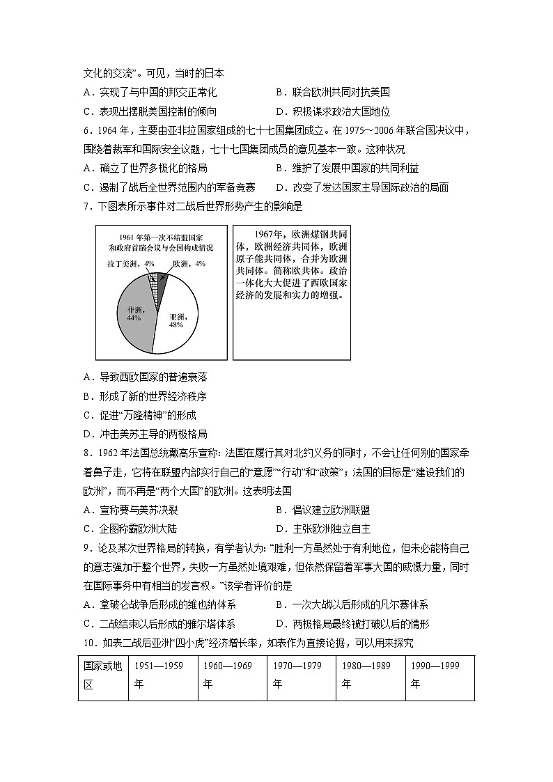 【高考专题复习】高考历史专题复习-专题20《当代世界发展的特点与主要趋势》典例卷（含解析）（新教材新高考）02