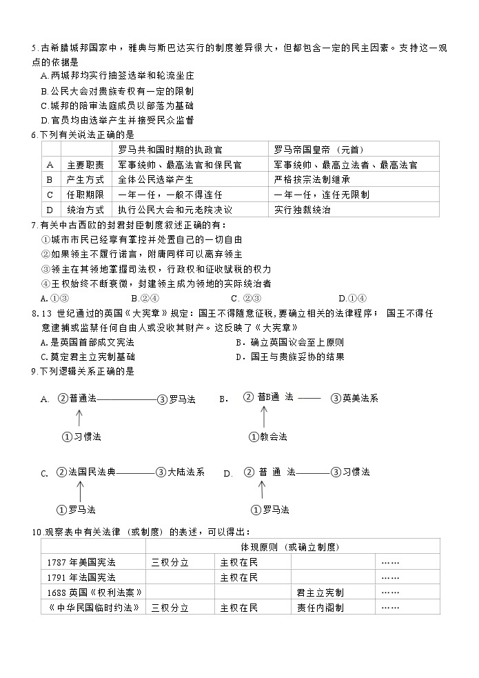 浙江省“七彩阳光”新高考研究联盟2022-2023学年高二上学期期中联考历史试题02