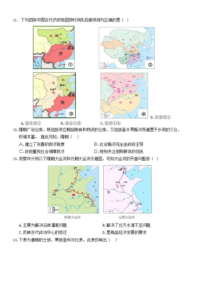 浙江省台州山海协作体2022-2023学年高一上学期期中联考历史学科试题03