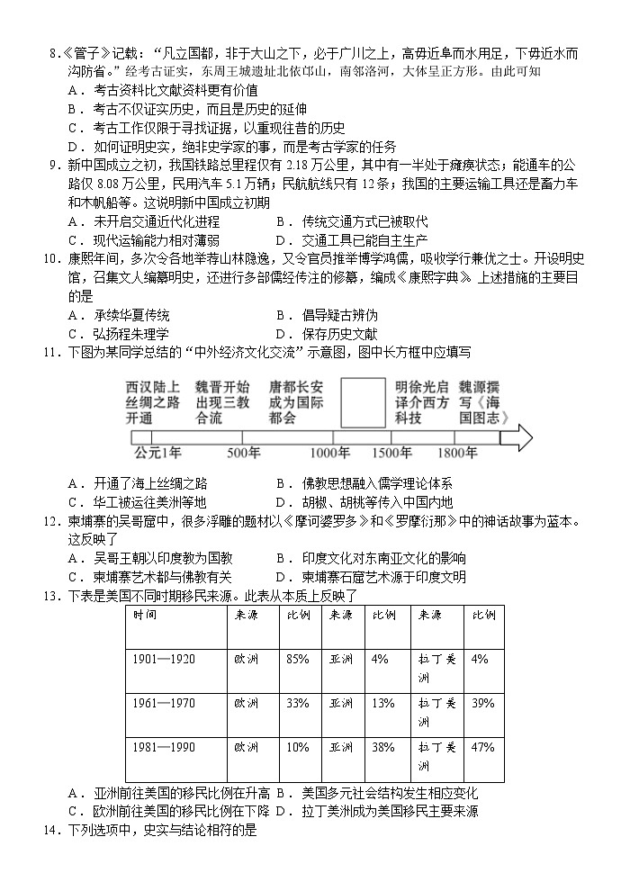 广东省肇庆市第一中学2021-2022学年高二下学期周测（一）历史试题第2页