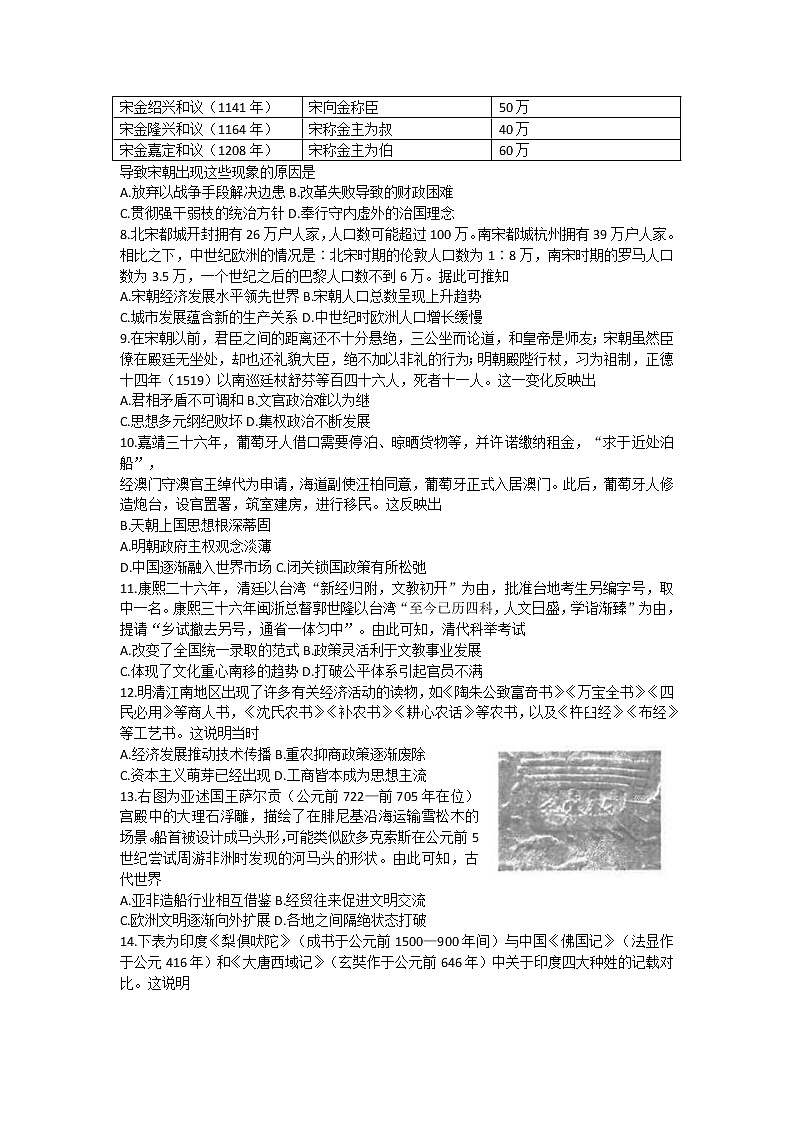山西省太原市2022-2023学年高三上学期期中质量监测历史试卷（含答案）02