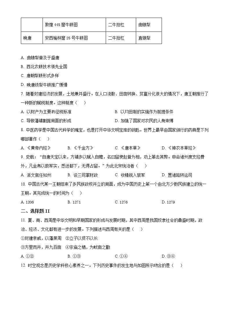 2023浙江省A9协作体高一上学期期中联考试题历史含解析02