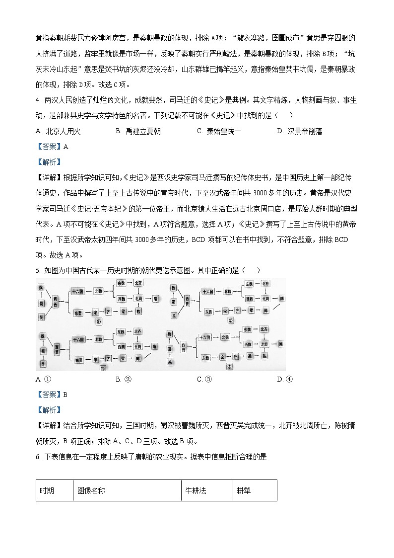 2023浙江省A9协作体高一上学期期中联考试题历史含解析02