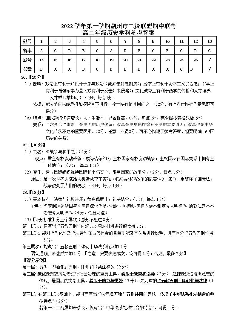 高二历史答案第1页