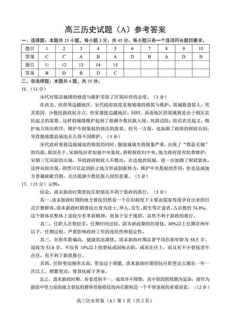 2023菏泽高三上学期期中联考历史试题（A）PDF版含答案01