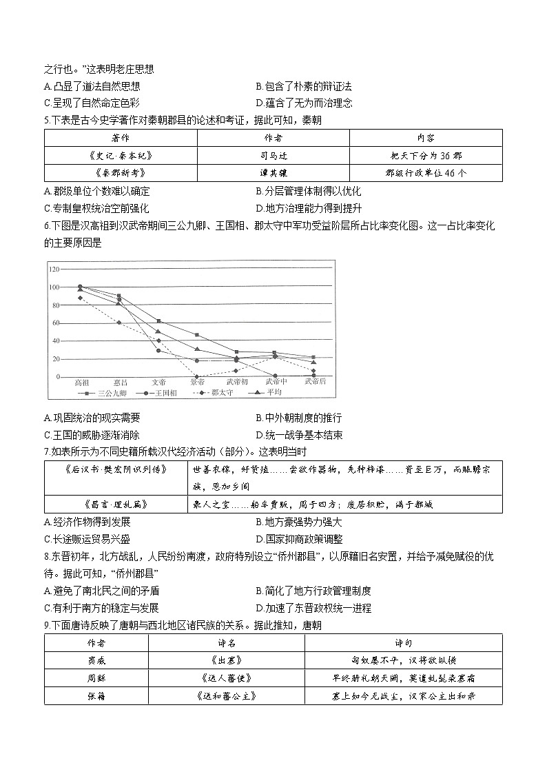 河北省重点高中2022-2023学年高一上学期期中考试历史试题第2页