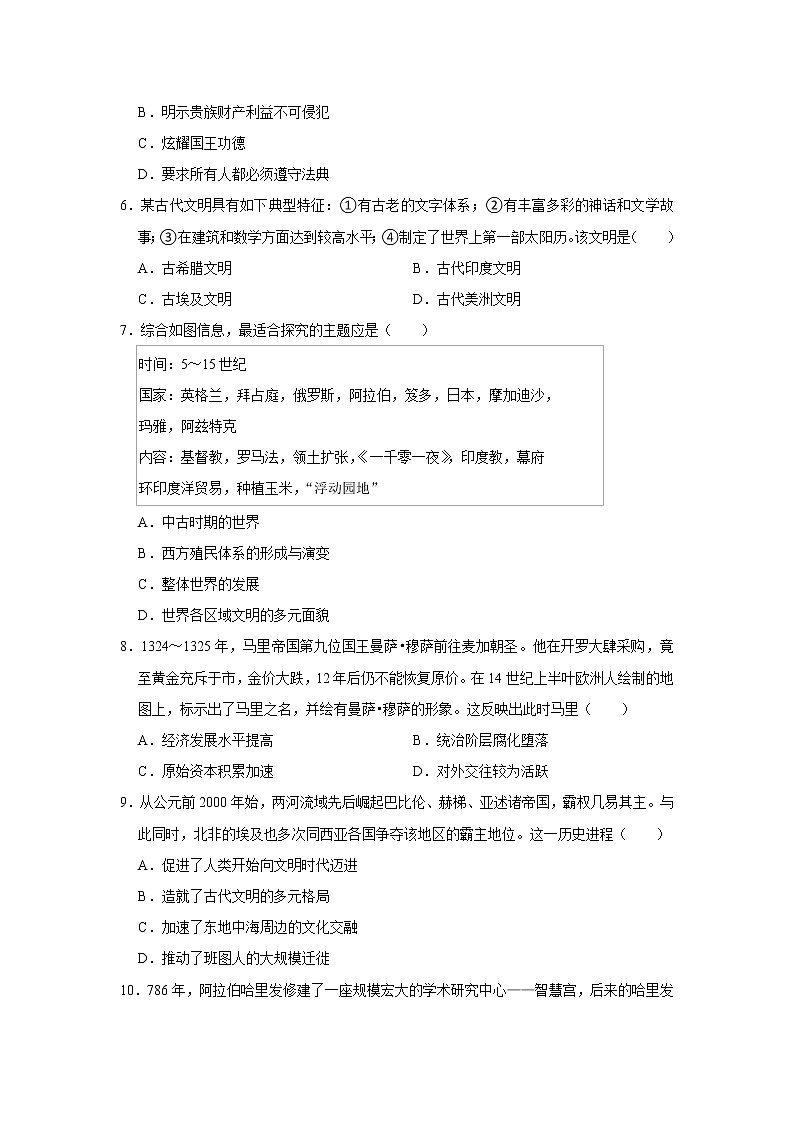第三课 古代西亚、非洲文化练习题02