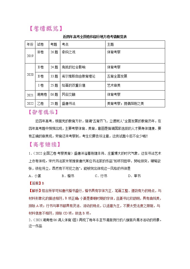 【备战2023高考】历史考点讲与练——专题07《五育齐飞全面发展》全能练（含解析）（全国通用）02