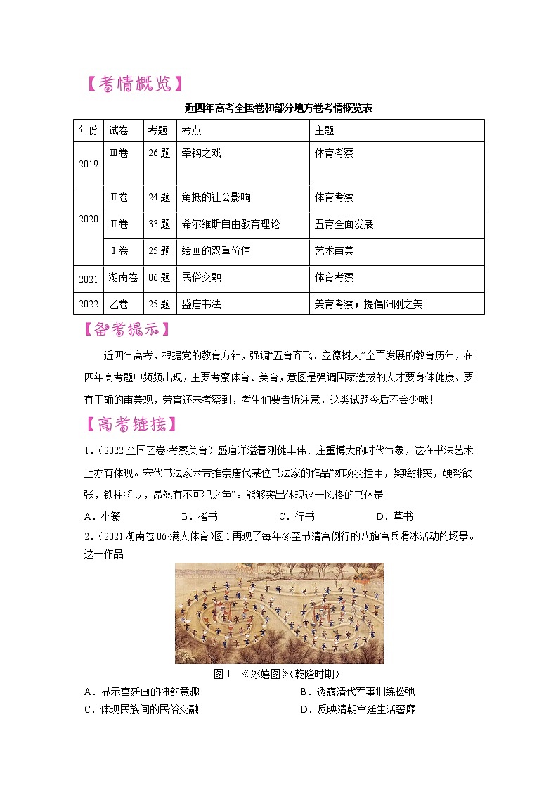 【备战2023高考】历史考点讲与练——专题07《五育齐飞全面发展》全能练（含解析）（全国通用）02