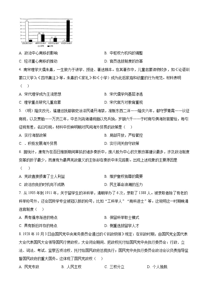 2023十堰普通高中--高二上学期联合体期中联考历史试题含答案第2页