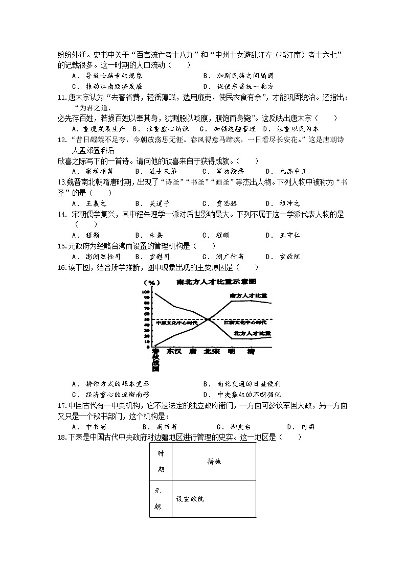 甘肃省兰州第一中学2022-2023学年高一历史上学期期中考试试题（Word版附答案）第3页