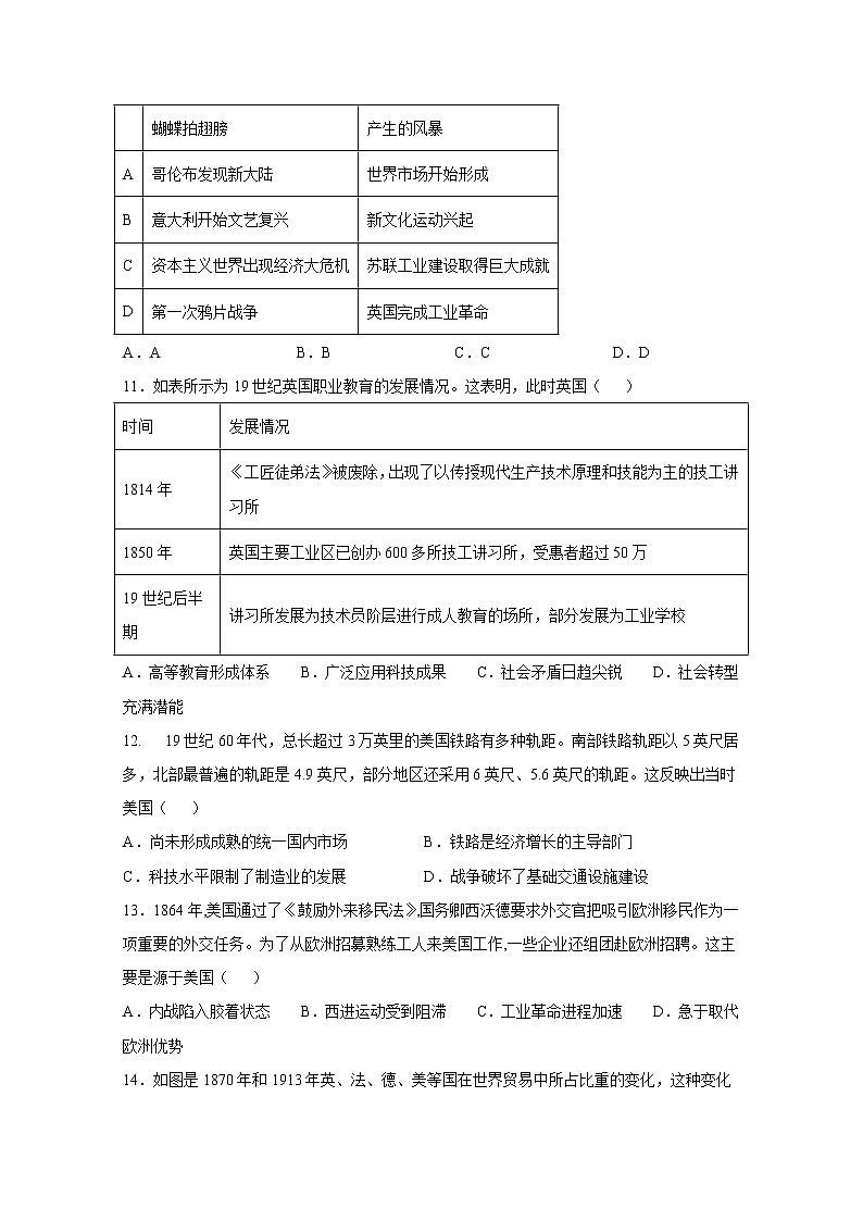 四川省广安市第二中学2022-2023学年高二历史上学期11月期中考试试题（Word版附答案）03