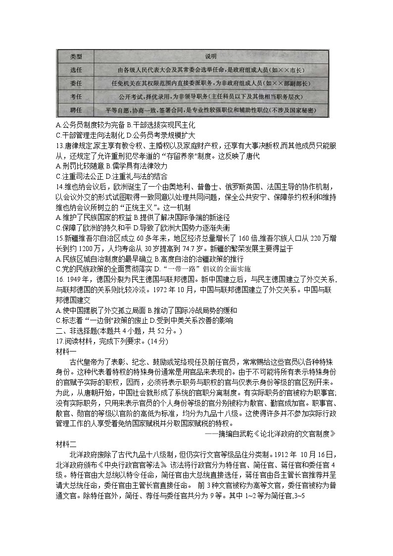 湖南省多所学校2022-2023学年高二历史上学期期中试题（Word版附答案）03
