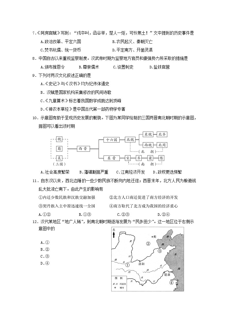 北京市2022-2023学年高一历史上学期11月期中试题（Word版附答案）02