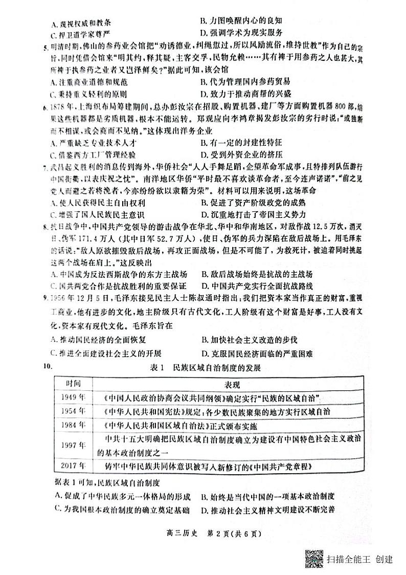 河北省部分学校2022-2023学年高三上学期大数据应用调研联合测评历史试题02