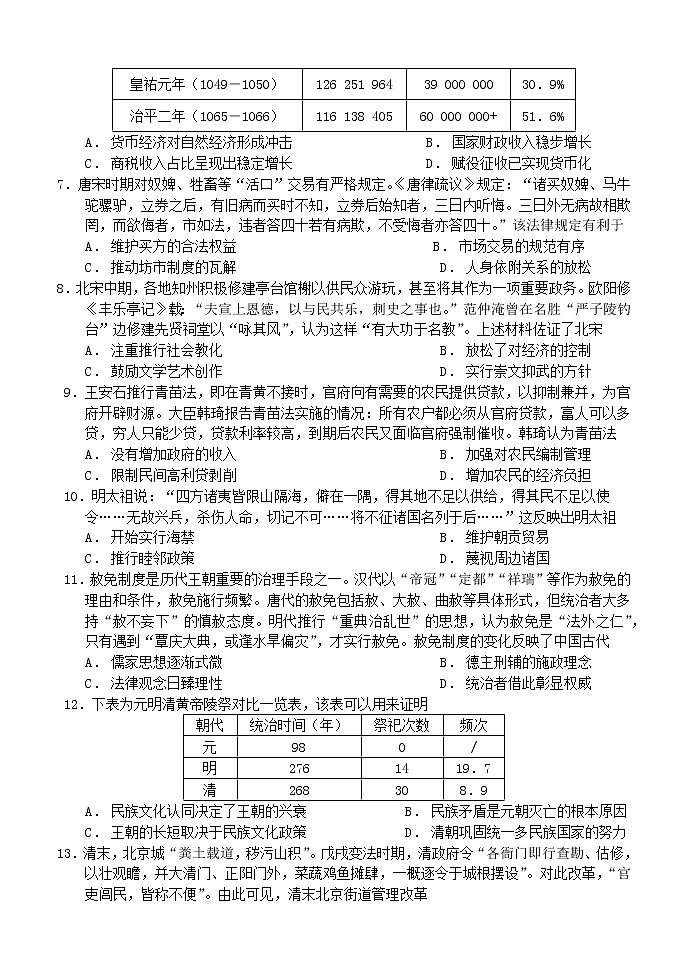 2023山西大学附中高二上学期11月期中考试历史无答案第2页