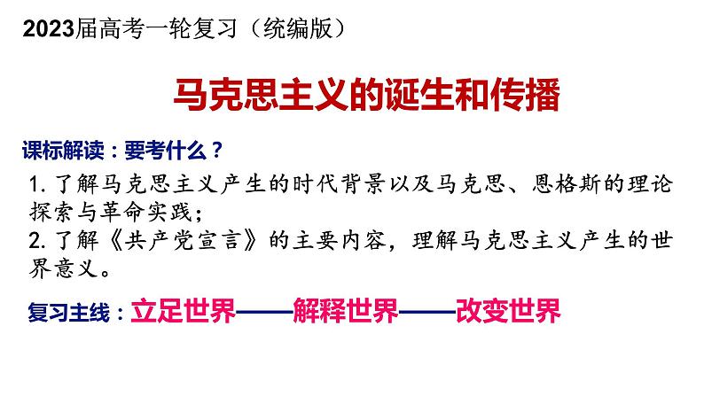 马克思主义的诞生和传播 课件--2023届高考统编版历史一轮复习第1页