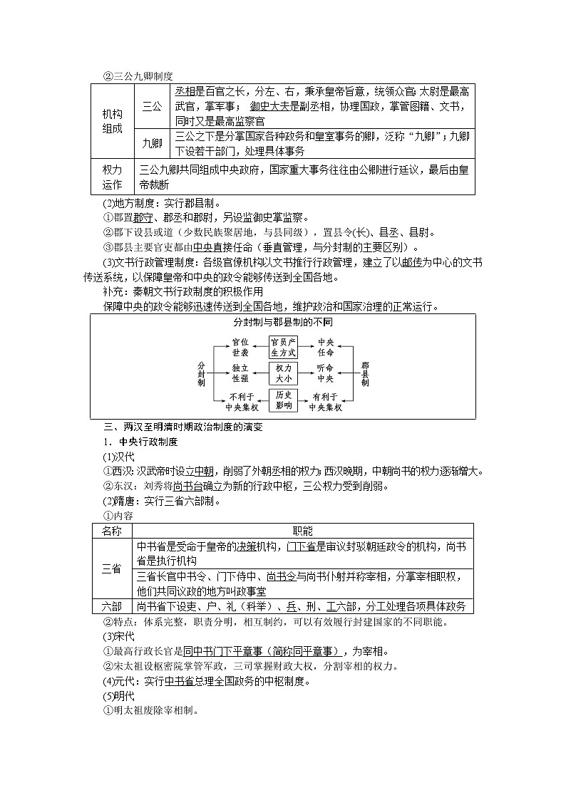 2022-2023学年高中历史统编版（2019）选择性必修一国家制度与社会治理知识提纲02
