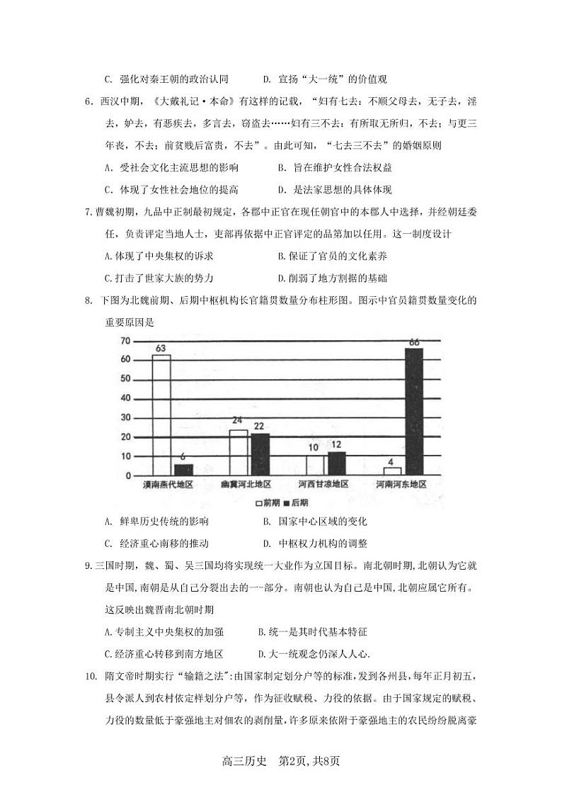 安徽省合肥市第一中学2022-2023学年高三历史上学期11月月考试题（PDF版附答案）第2页