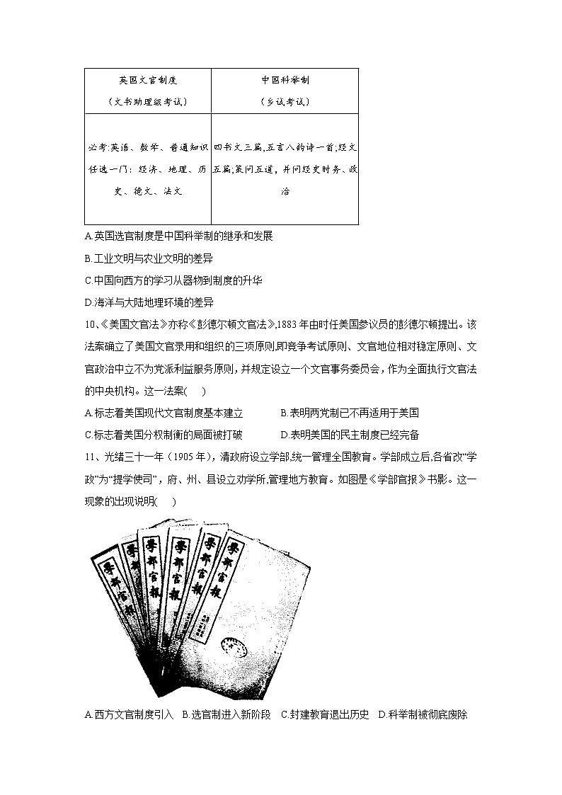 2023周口高二上期期中试题历史含解析03