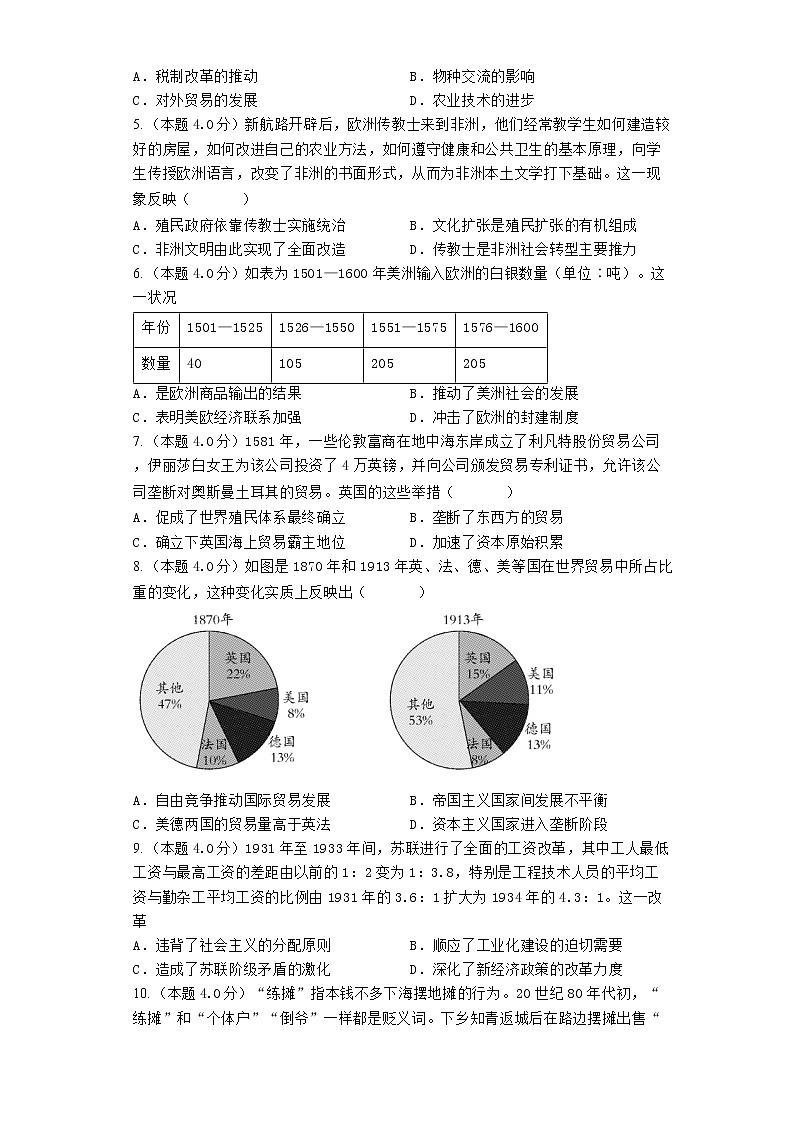 第三单元  商业贸易与日常生活  检测题--2022-2023学年高中历史统编版2019选择性必修2第2页
