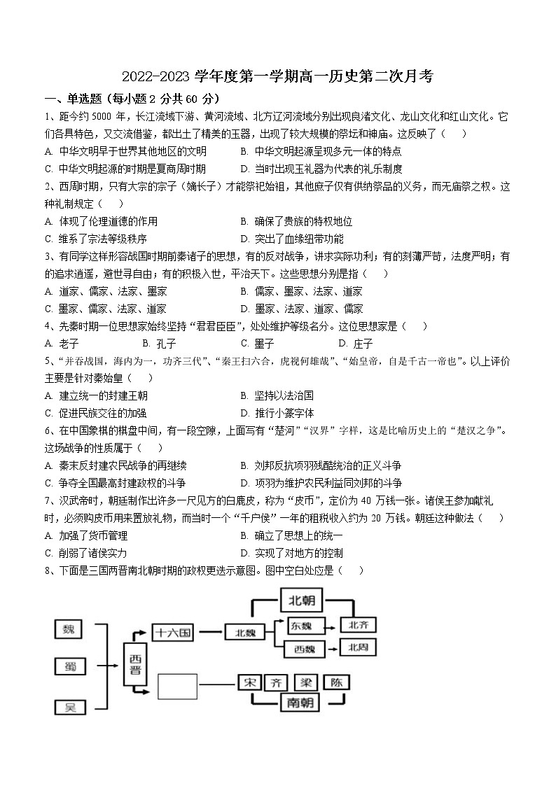 黑龙江省牡丹江市海林市朝鲜族中学2022-2023学年高一上学期第二次月考历史试题第1页