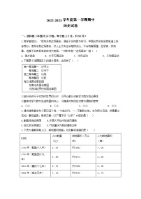 安徽省凤阳县金阳光高级中学2022-2023学年高一上学期期中考试历史试卷