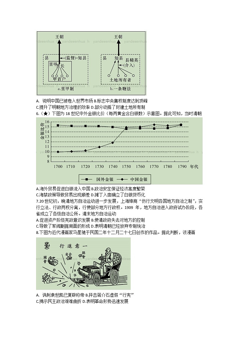 2023长沙师大附中高二上学期期中考试历史试题含解析02