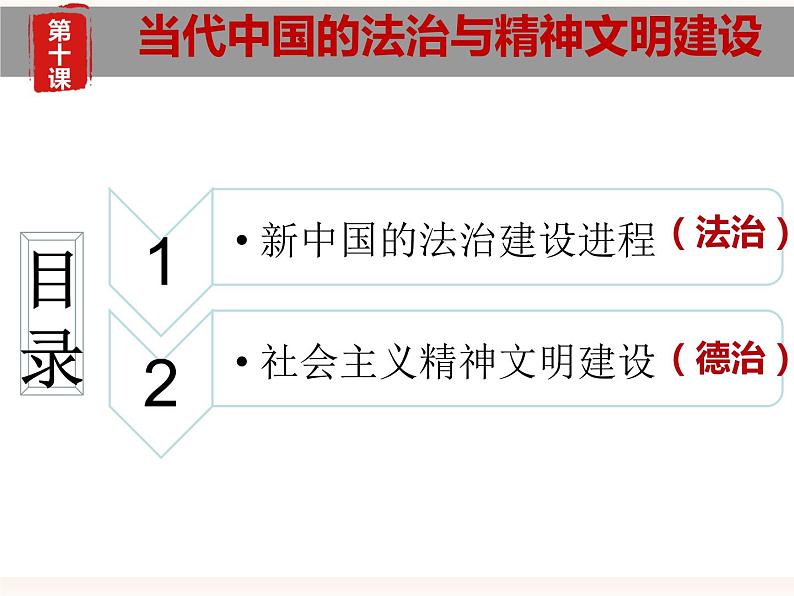 高中历史统编版选择性必修一第10课 当代中国的法治建设与精神文明建设 课件第1页