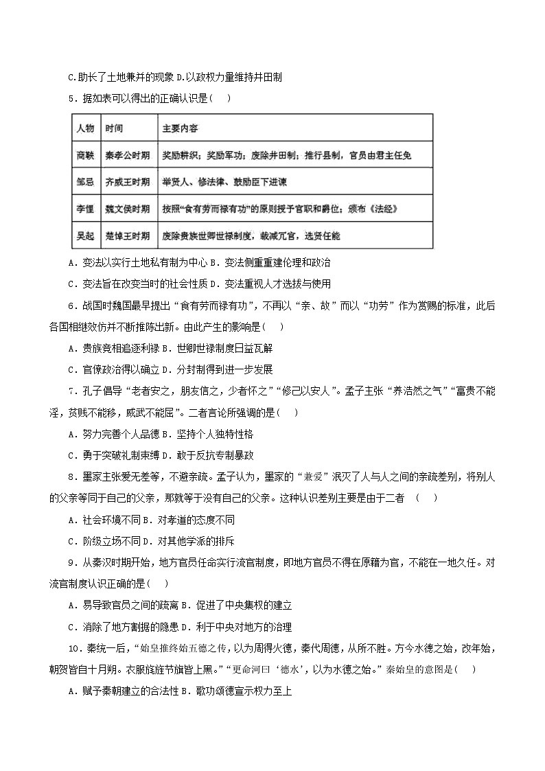 山东省菏泽市定陶区明德学校（山大附中）2022-2023学年高一上学期第一次阶段测试历史试题第2页