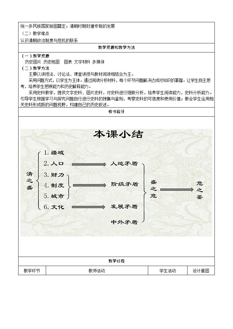 必修上第14课清朝前中期的鼎盛与危机教案第2页