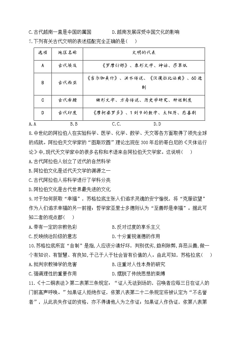 2023届高三统编版历史二轮复习专项练专题十三 源远流长的中华文化及丰富多彩的世界文化第2页