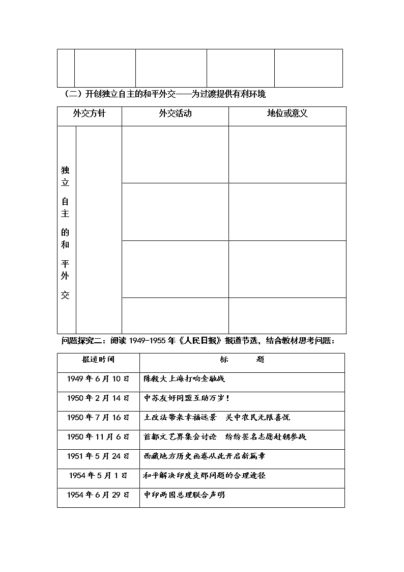 第26课 中华人民共和国成立和向社会主义过渡 学案第3页