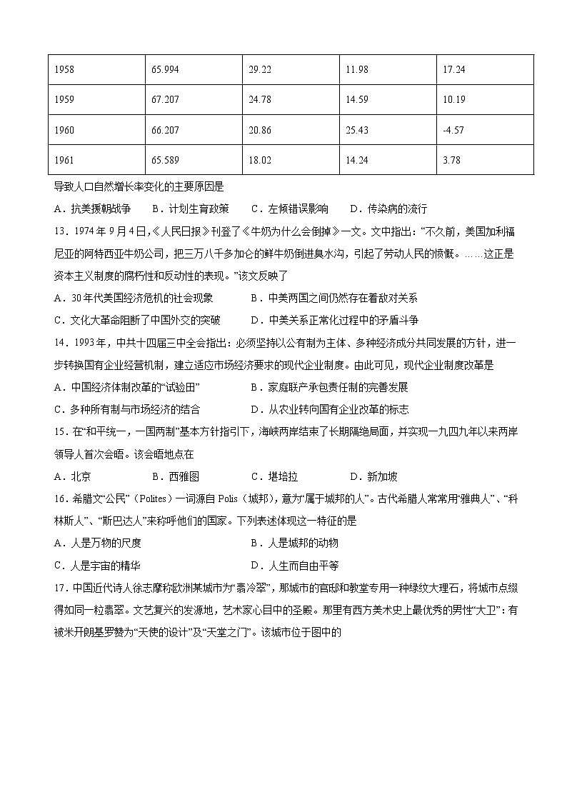 2022届浙江省金丽衢十二校高三下学期（5月）第二次联考历史试题含解析03